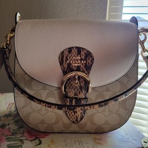 coach georgie snake saddle bag in signature